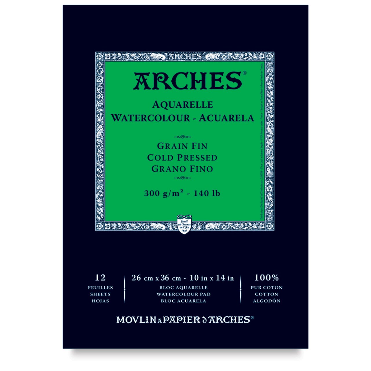 Arches Watercolor Pad - 10" x 14", 140 lb, Cold Press, Fold-over, 12 Sheets
